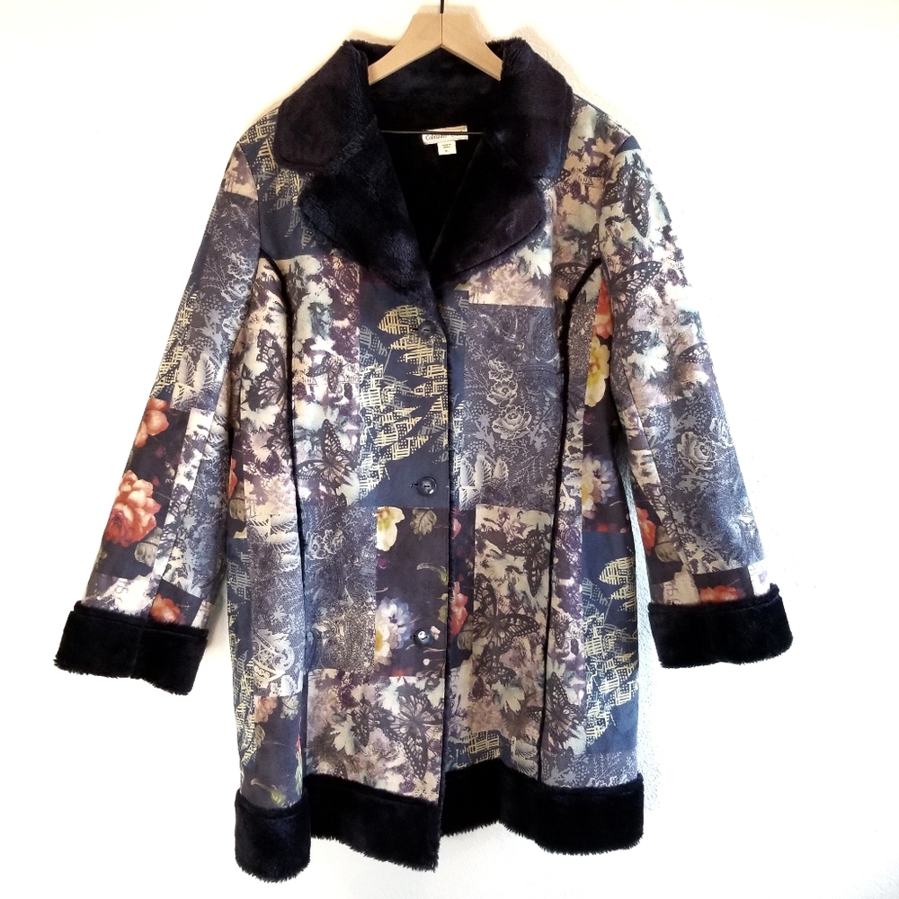 Coldwater Creek Floral Faux Suede Coat - Picture 2 of 8